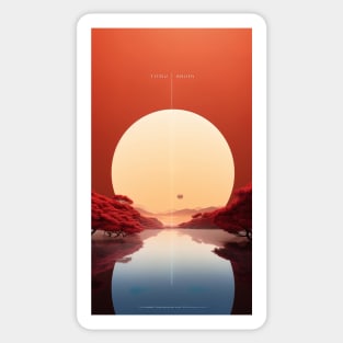 an abstract print of a sunset in space Sticker